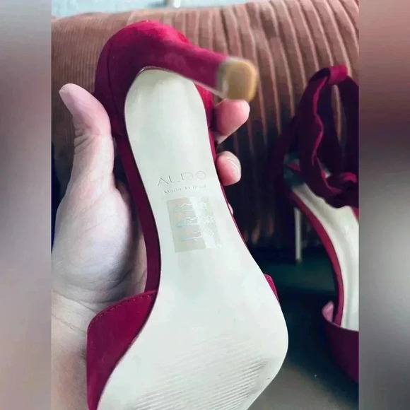 Aldo Red Pointed Toe Dress Sandal Strap Heels size 6.5 - Picture 8 of 9